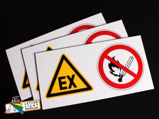 Waarschuwingsborden explosieve omgeving en roken verboden